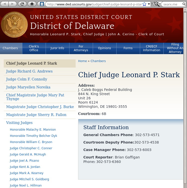 Chief Judge Leonard Stark