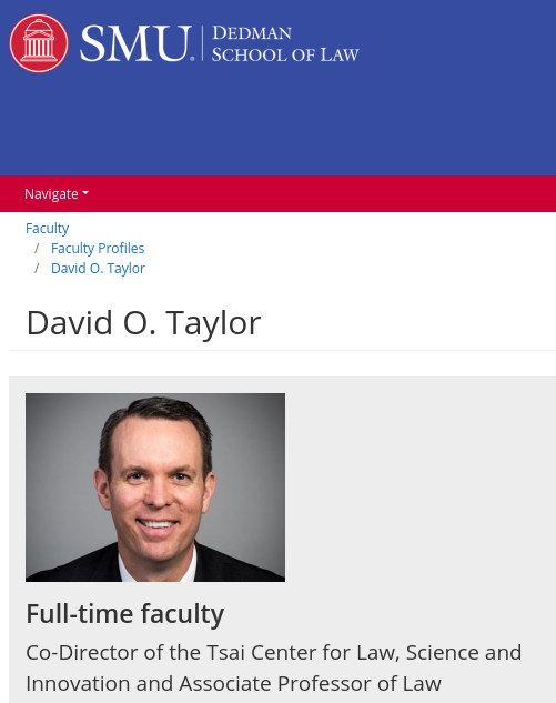 SMU's David O. Taylor, Associate Professor of Law at SMU Dedman School of Law