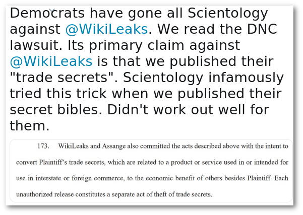 Wikileaks on Scientology and DNC