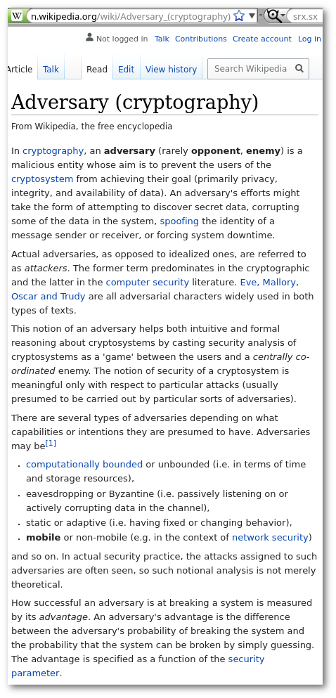 Adversary (cryptography)