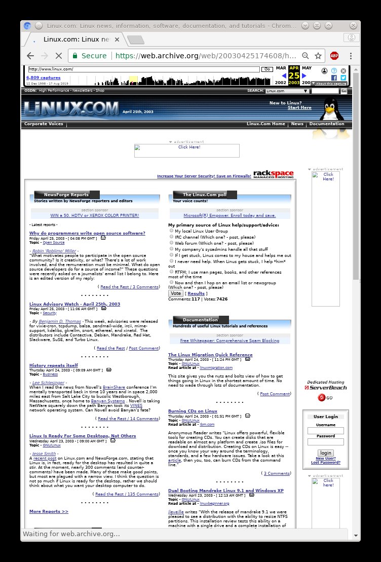 Linux.com in 2003