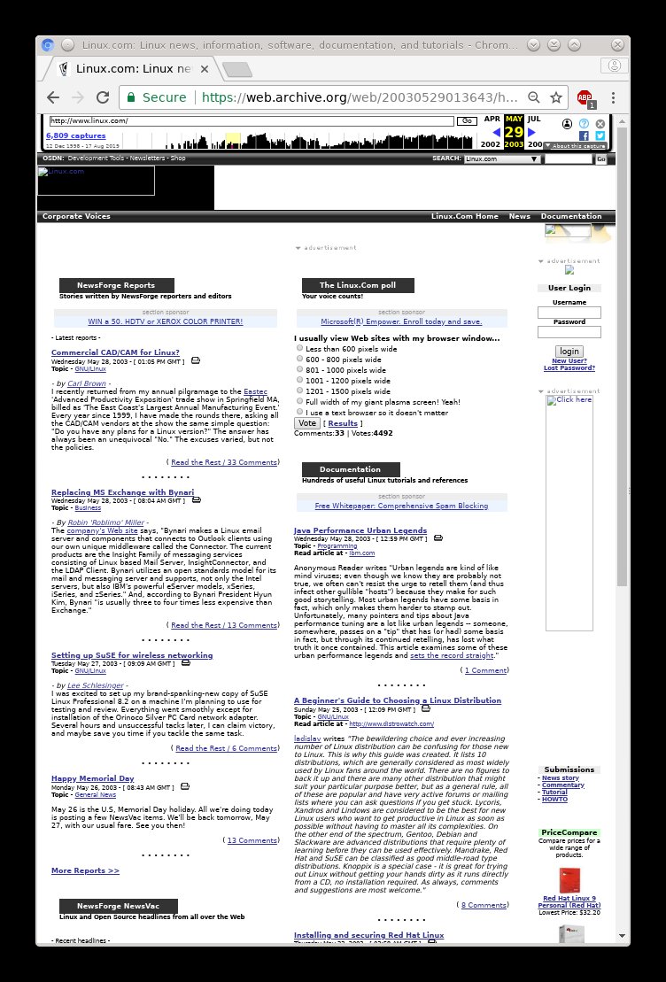 Linux.com in 2003