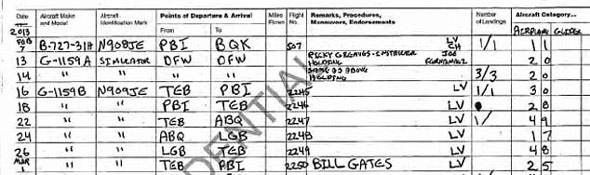 Bill Gates flight logs