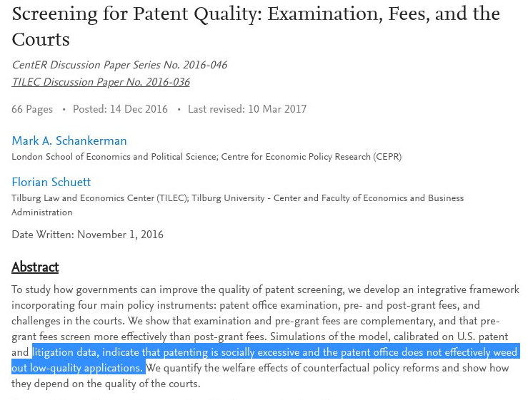 Patent quality paper