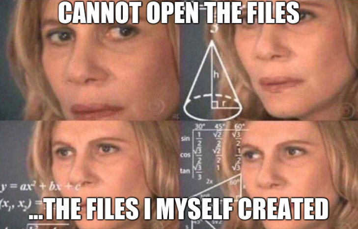 Cannot open the Files... the Files I myself created