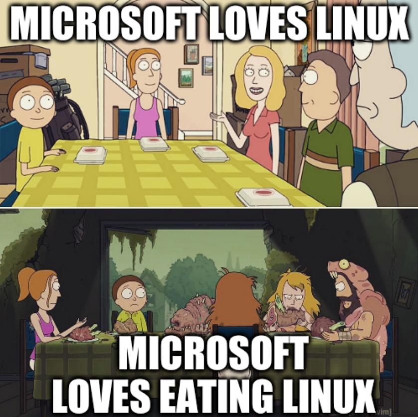 Microsoft Loves eating Linux; Microsoft Loves Linux