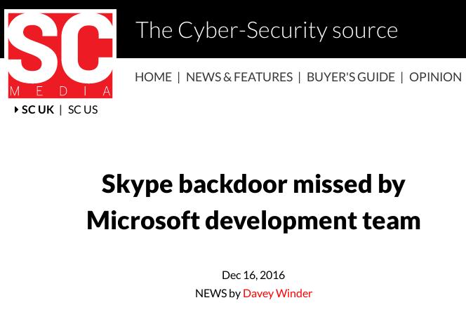 Skype backdoor