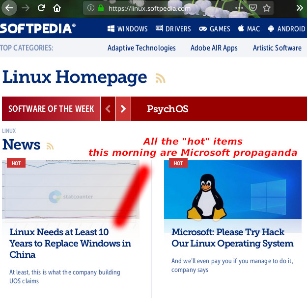 All the 'hot' items this morning are Microsoft propaganda