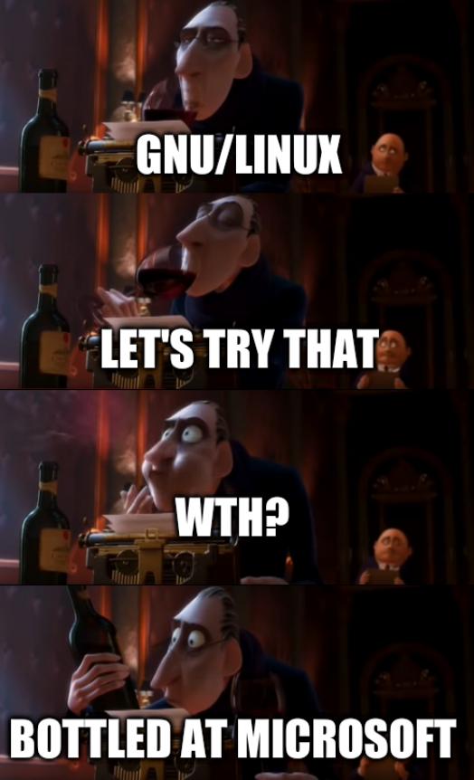 How could it be... Popular?: GNU/Linux - Let's try that - WTH? - Bottled at Microsoft