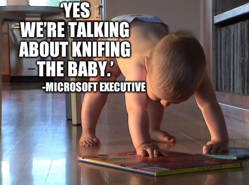 ‘Yes we’re talking about knifing the baby.’ --Microsoft executive
