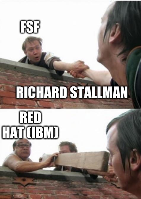 It's Always Sunny In Philadelphia Roof Scene: FSF, Richard Stallman, Red Hat (IBM)