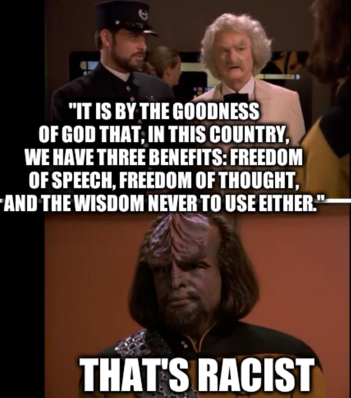 Mark Twain and Worf: That's racist