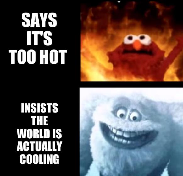 Hot and cold: Says it's too hot; Insists the world is actually cooling