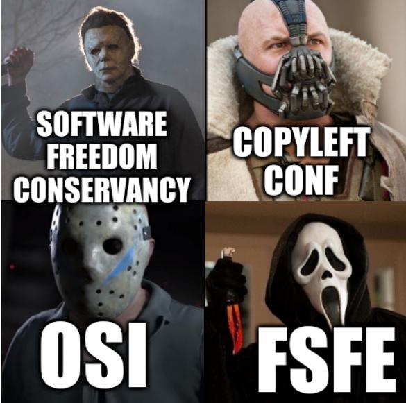 Masked Killers: Software Freedom Conservancy, Copyleft Conf, OSI and FSFE