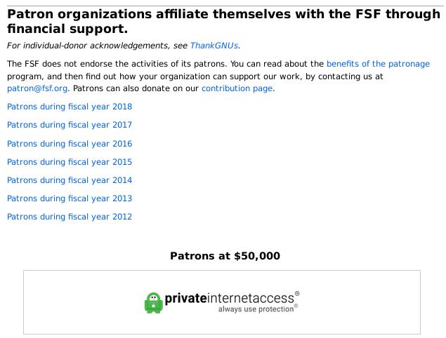 FSF patrons 2019