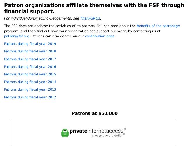 FSF patrons 2020