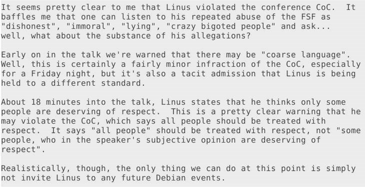 Linus Torvalds canceled