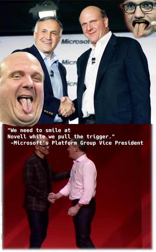 We need to slaughter Novell before they get stronger….If you’re going to kill someone, there isn’t much reason to get all worked up about it and angry. You just pull the trigger. Any discussions beforehand are a waste of time. We need to smile at Novell while we pull the trigger. ~Jim Allchin, Microsoft's Platform Group Vice President