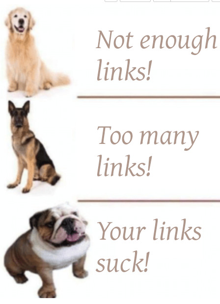 Silly Dogs: Not enough links! Too many links! Your links suck!