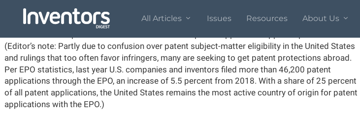 Inventors Digest editor on EPO