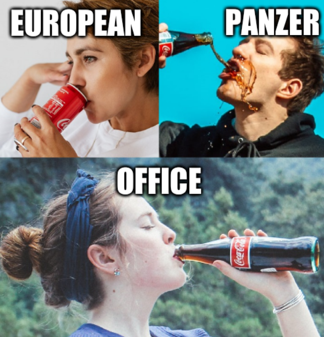 Three soda drinkers: European panzer office