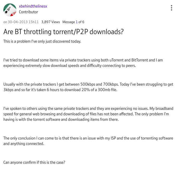 BT throttling example #6