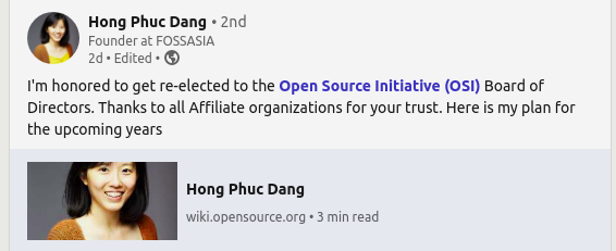 Hong Phuc Dang announces victory on LinkedIn