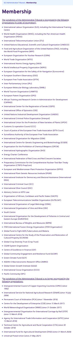 ILO Administrative Tribunal membership