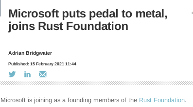 Microsoft puts pedal to metal, joins Rust Foundation