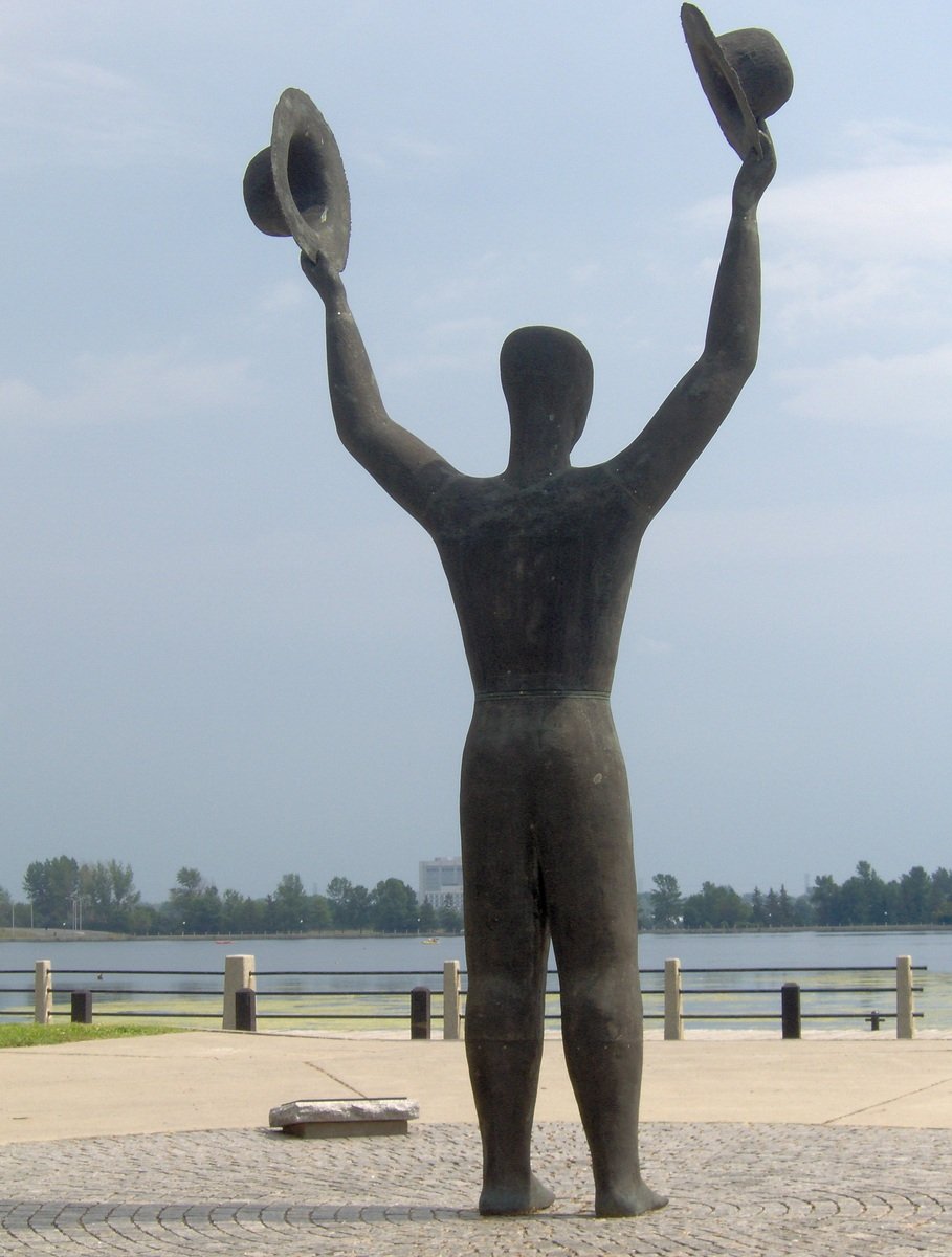 The Man With Two Hats Statue, Dow's Lake, Ottawa - back