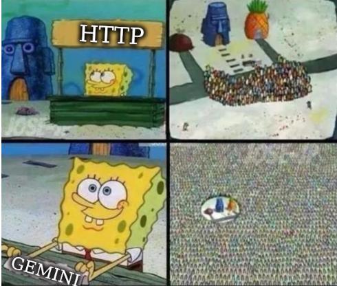 Spongebob Hype Stand: HTTP versus Gemini