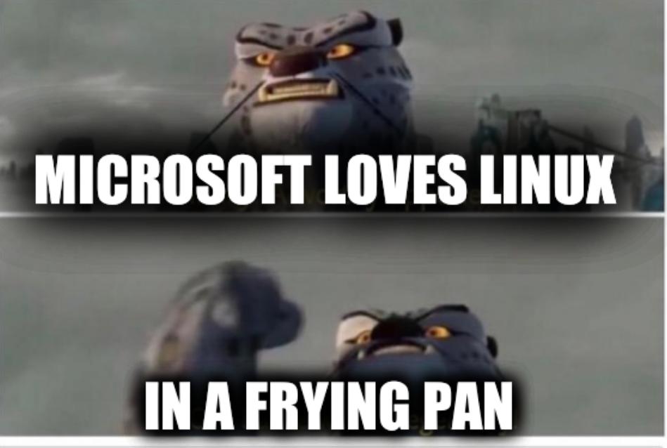 Microsoft loves Linux in a frying pan