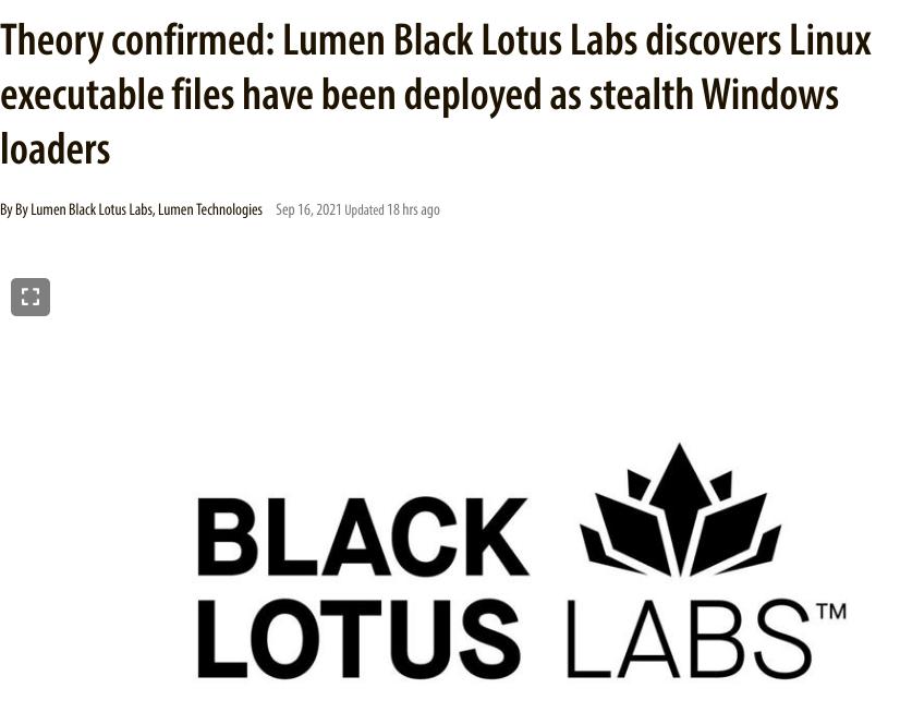 Theory confirmed: Lumen Black Lotus Labs discovers Linux executable files have been deployed as stealth Windows loaders