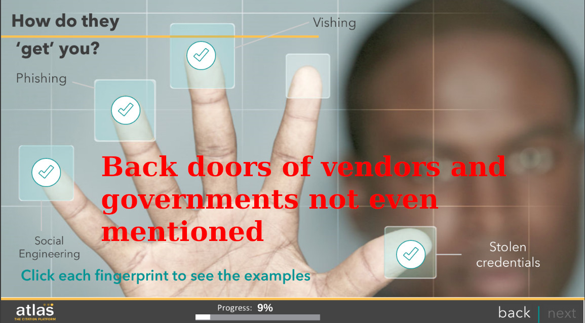 Back doors of vendors and governments not even mentioned