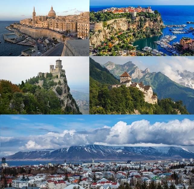 Monaco, Liechtenstein, San Marino, Iceland, and Malta