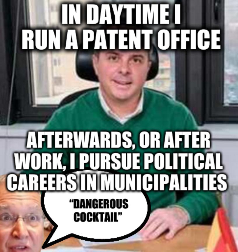 Signing by Goran Gerasimovski: in daytime I run a patent office; afterwards, or after work, I pursue political careers in municipalities; “dangerous cocktail”
