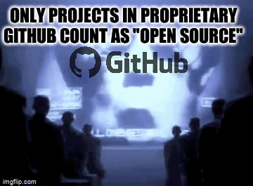 Only projects in proprietary GitHub count as 'open source'