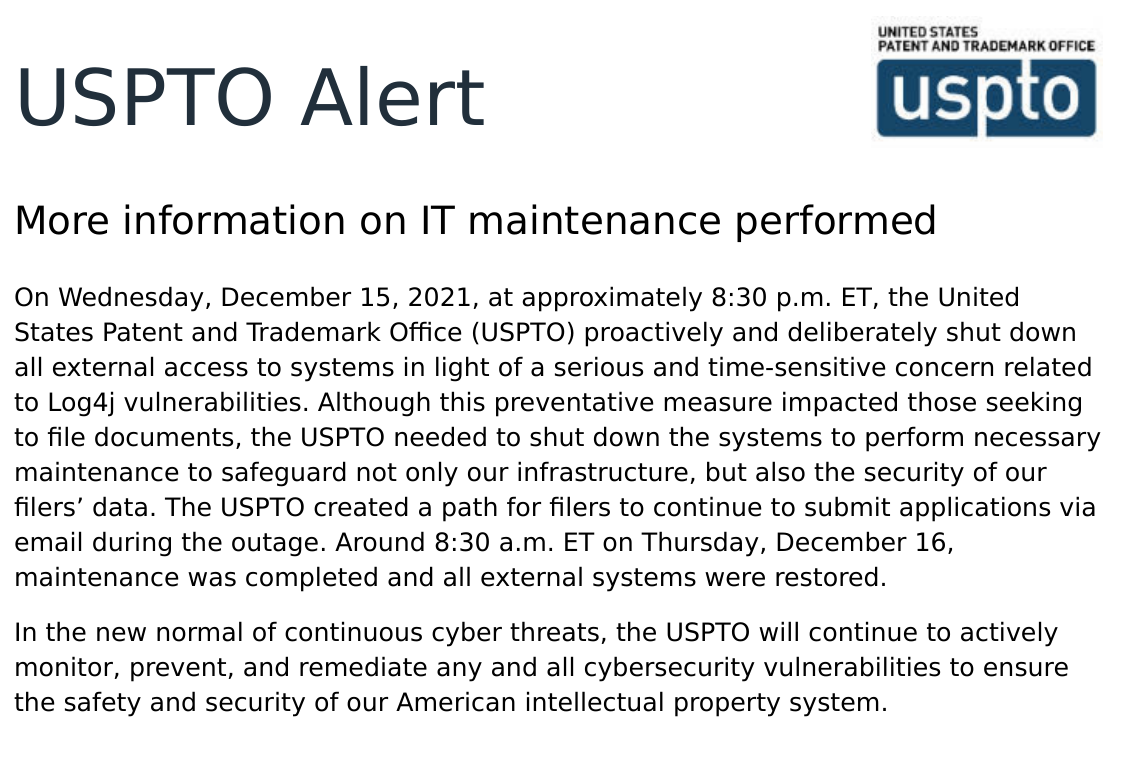 USPTO shutdown