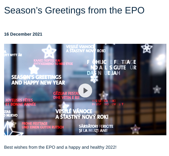 Season’s Greetings from the EPO