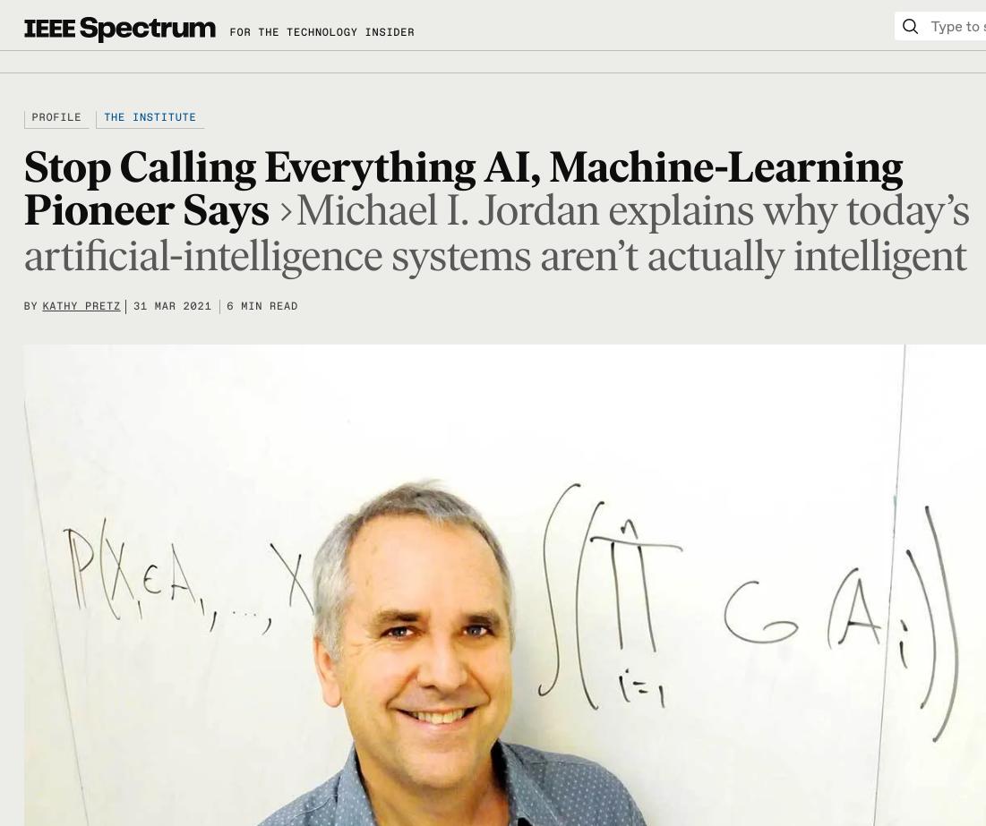 Stop Calling Everything AI, Machine-Learning Pioneer Says - IEEE Spectrum