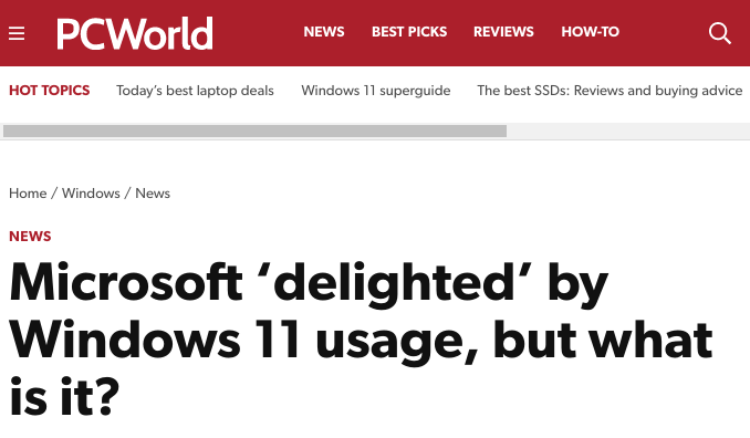 Microsoft 'delighted' by Windows 11 usage, but what is it?