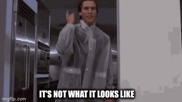 Patrick Bateman explaining: It's not what it looks like, I had to break the law to protect patent law