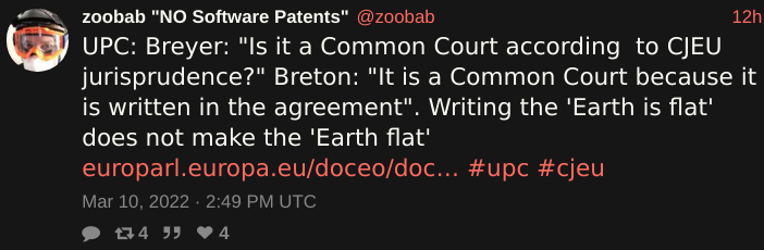 'Is it a Common Court according  to CJEU jurisprudence?' Breton: 'It is a Common Court because it is written in the agreement'. Writing the 'Earth is flat' does not make the 'Earth flat'