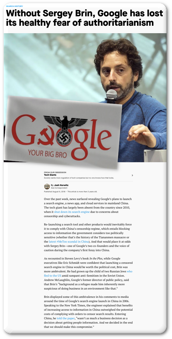 Without Sergey Brin, Google has lost its healthy fear of authoritarianism