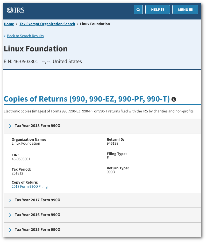 Linux Foundation' filings