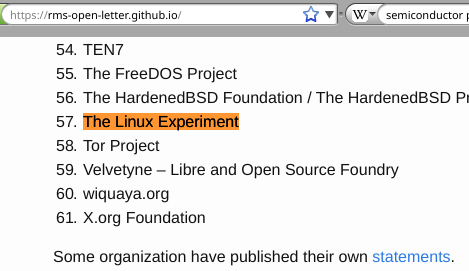 The Linux Experiment on RMS hate letter