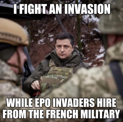Zelenskiy in uniform: I fight an invasion While EPO invaders hire from the French military