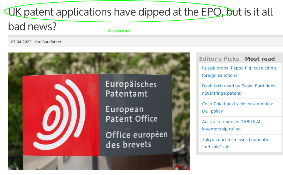 Ongoing trend at EPO