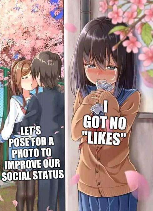 Let's pose for a photo to improve our social status; I got no 'likes'