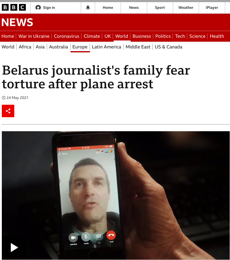 Belarus journalist's family fear torture after plane arrest